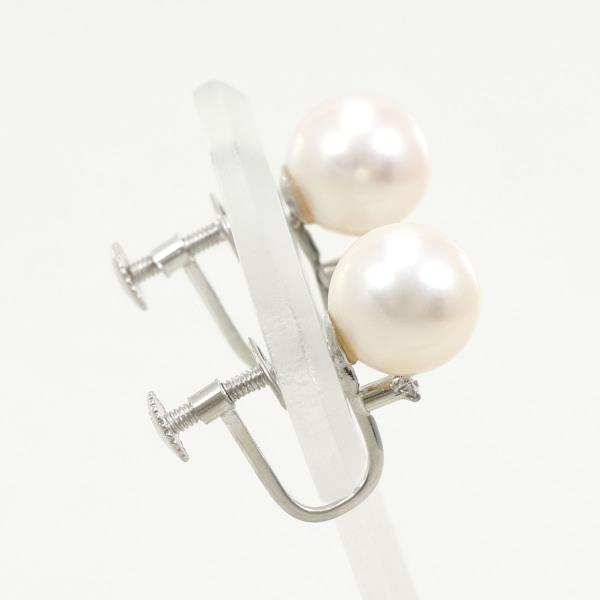 PT850 Platinum Pearl Earrings in Excellent Condition