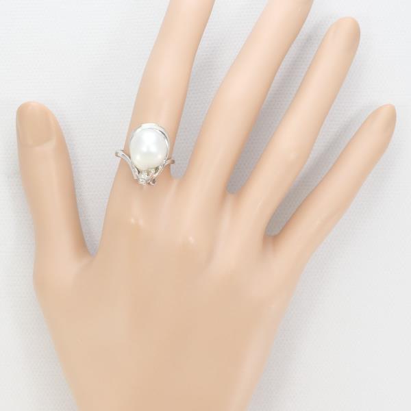 PT900 Platinum Pearl Ring with Diamond