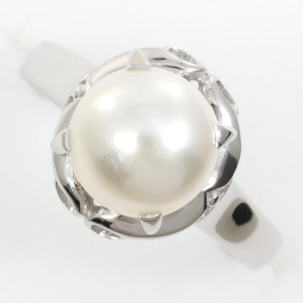 PT900 Platinum Pearl Ring 8.5 in Pristine Condition