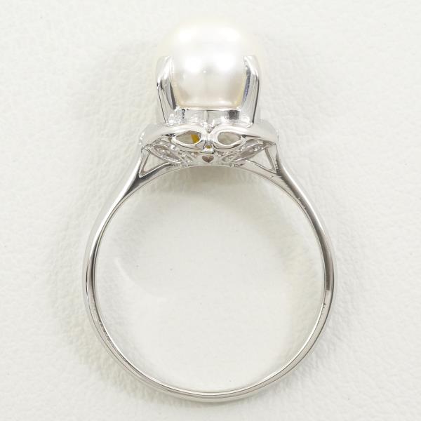 PT900 Platinum Pearl Ring 8.5 in Pristine Condition