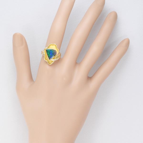 K18 Yellow Gold Boulder Opal Ring 12.5 in Excellent Condition