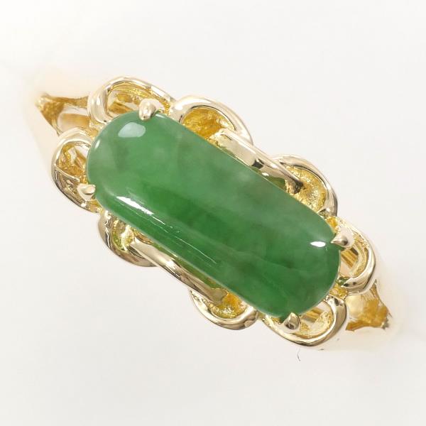 18K Yellow Gold Jade Ring Size 12.5 in Excellent Condition