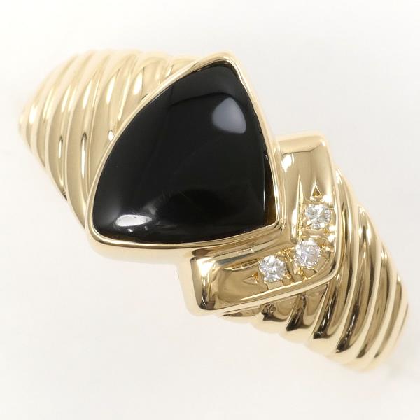 K18 Yellow Gold Onyx Ring 10.5 in Excellent Condition