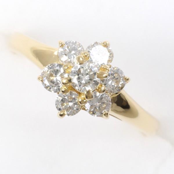 K18 Yellow Gold Diamond Ring 8 in Excellent Condition