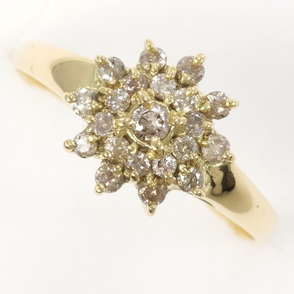 K18 Yellow Gold Ring with Brown Diamond in Excellent Condition