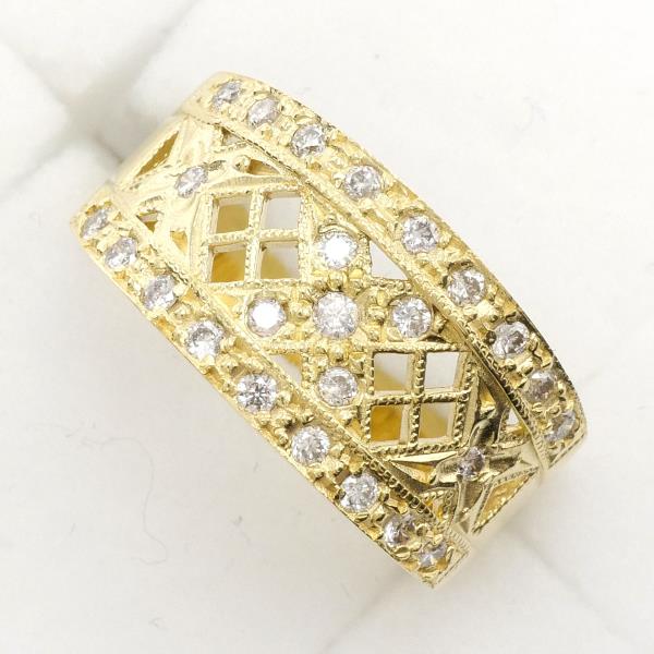 K18 Yellow Gold Diamond Ring 10号 in Excellent Condition