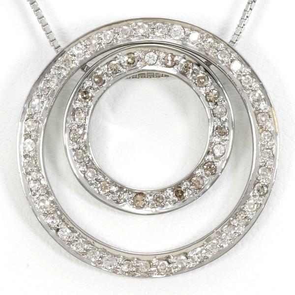 K18 White Gold Necklace Brown Diamond