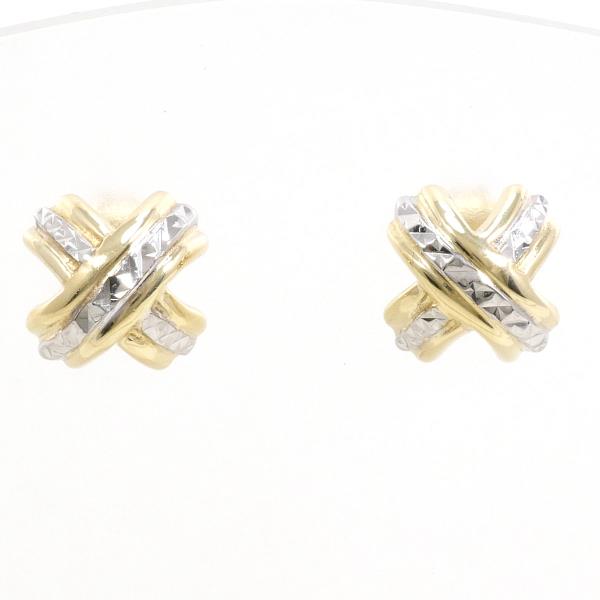 K14 Yellow Gold White Gold Earrings 1.7g in Great Condition