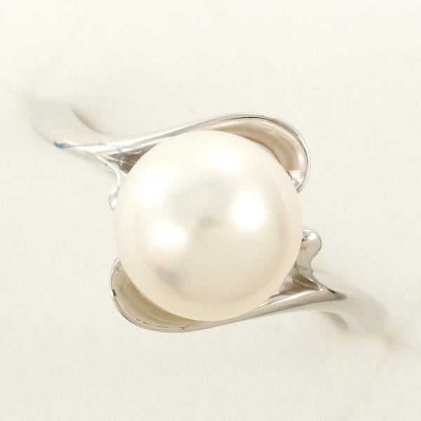 Mikimoto K18 White Gold Pearl Ring Size 9 in Excellent Condition