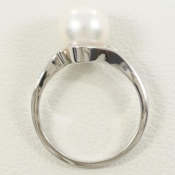 Mikimoto K18 White Gold Pearl Ring Size 9 in Excellent Condition