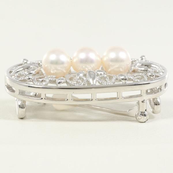 Silver Brooch Pearl Obidome Pin in Great Condition