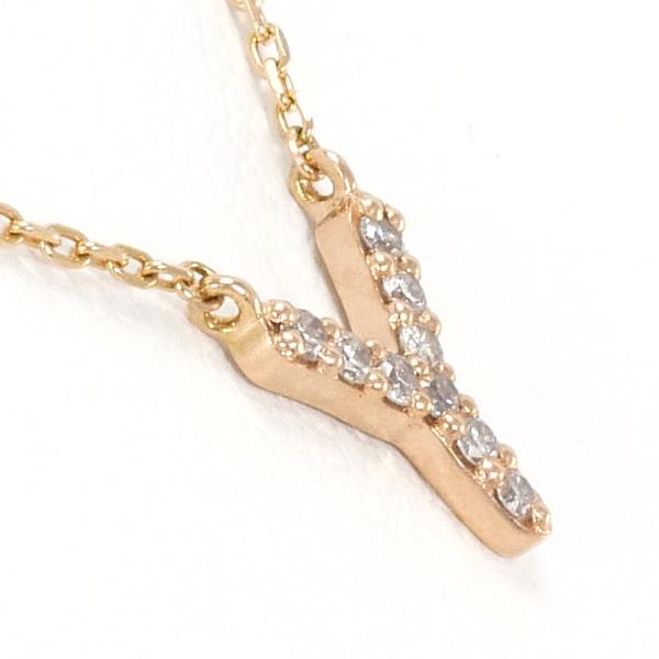 4℃ K10PG Pink Gold Diamond Necklace in Pristine Condition