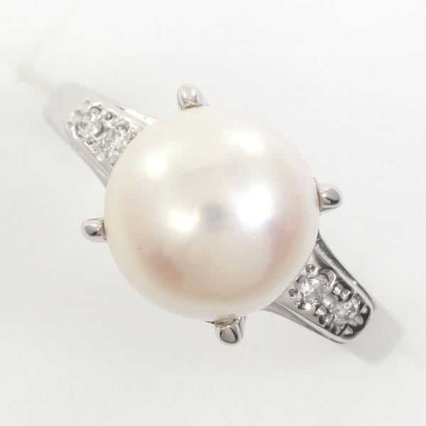 PT900 Platinum Pearl Ring with Diamond in Pristine Condition