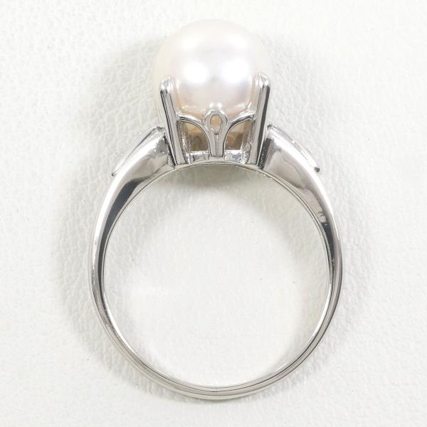 PT900 Platinum Pearl Ring with Diamond in Pristine Condition