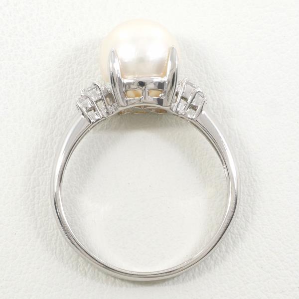 PT900 Platinum Ring 16 Pearl Diamond in Excellent Condition