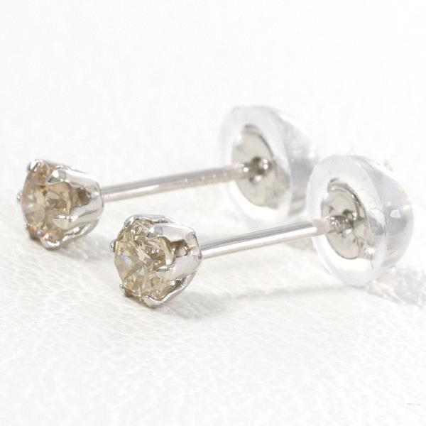 PT900 Platinum Earrings with Brown Diamond 0.15ct in Great Condition