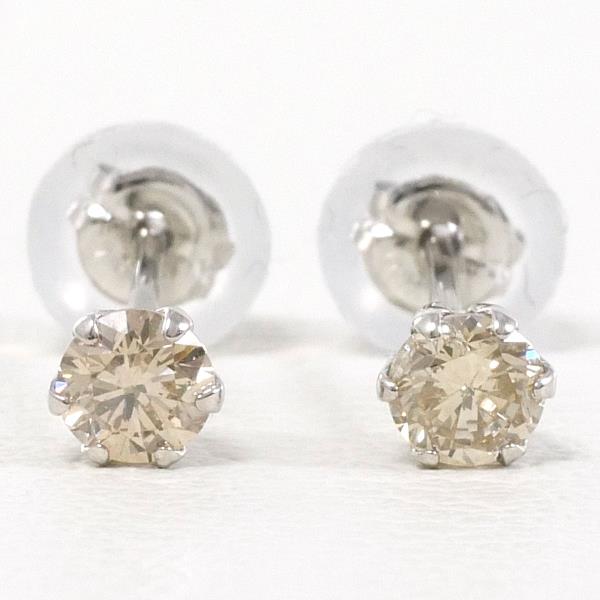 PT900 Platinum Earrings with Brown Diamond 0.15ct in Great Condition