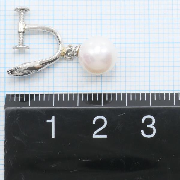 PT900 Platinum Pearl Earrings with Diamonds in Great Condition