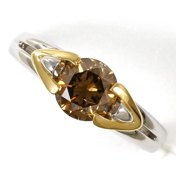 PT900 Platinum K18YG Ring Brown Diamond 13.5