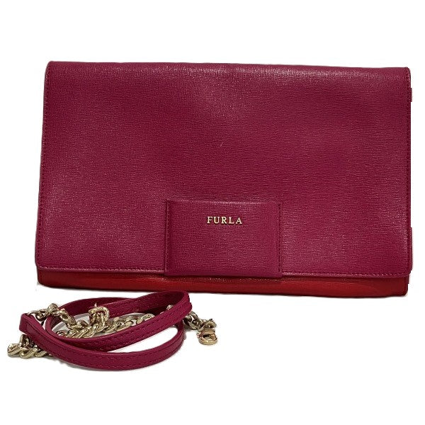 Furla Leather Bicolor 2WAY Bag Clutch in Good Condition