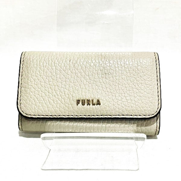 Furla Gray Leather Keyring Key Case in Good Condition