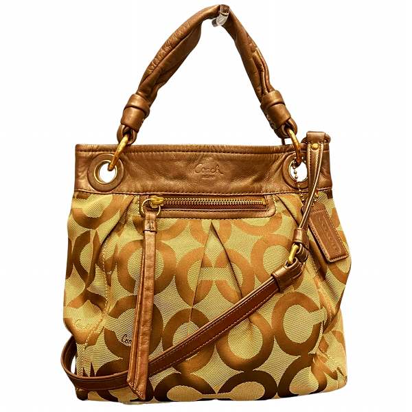 Coach Op Art 13420 Canvas Leather 2-Way Bag in Good Condition