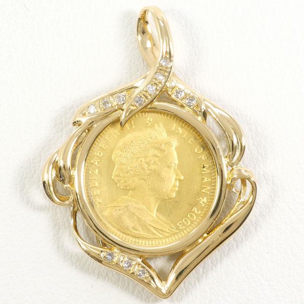 Manx Cat 1/10oz Gold Coin Pendant K24 K18 Diamond