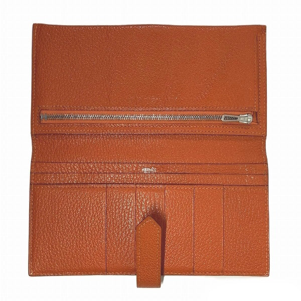 Hermes Leather Bearn Long Wallet in Good Condition