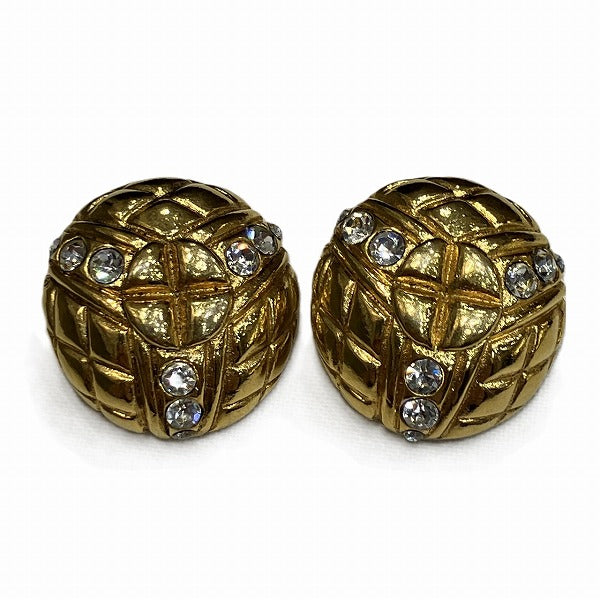 Chanel Round Rhinestone Clip Earrings in Good Condition