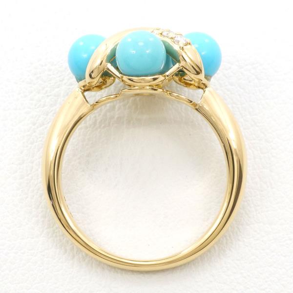 K18 Yellow Gold Turquoise Diamond Ring 10.5 in Excellent Condition