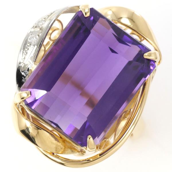 K18 Yellow Gold White Gold Amethyst Ring in Excellent Condition