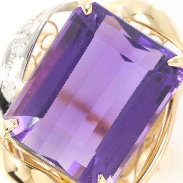 K18 Yellow Gold White Gold Amethyst Ring in Excellent Condition