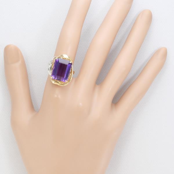 K18 Yellow Gold White Gold Amethyst Ring in Excellent Condition