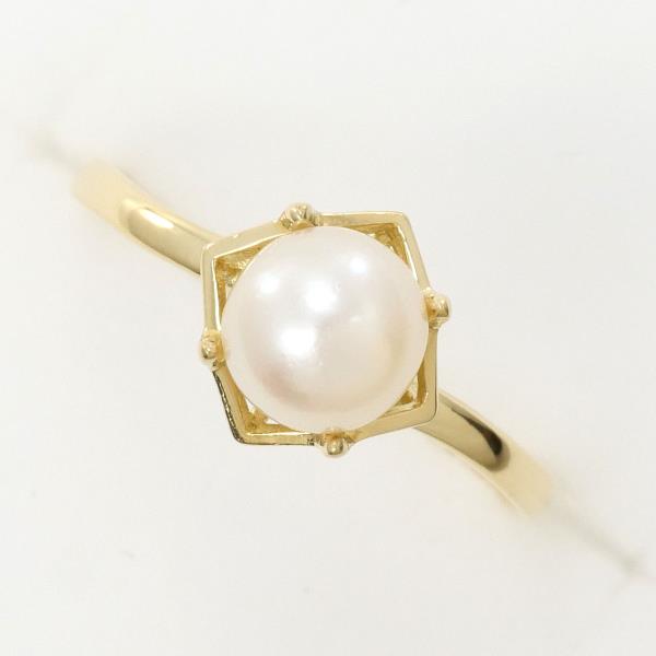 K18 Yellow Gold Pearl Ring 5.5 in Excellent Condition