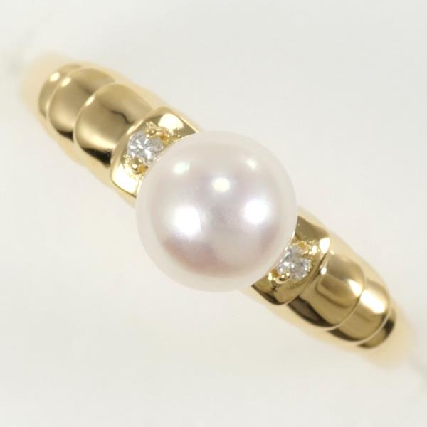 K18 Yellow Gold Pearl Ring with Diamond