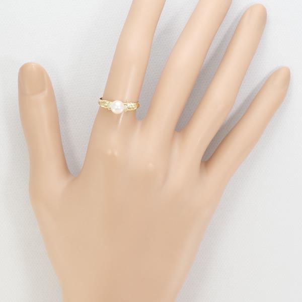 K18 Yellow Gold Pearl Ring with Diamond