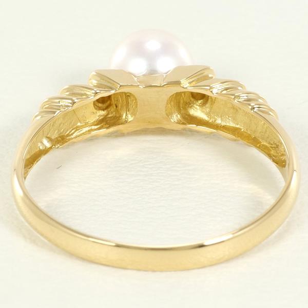 K18 Yellow Gold Pearl Ring with Diamond