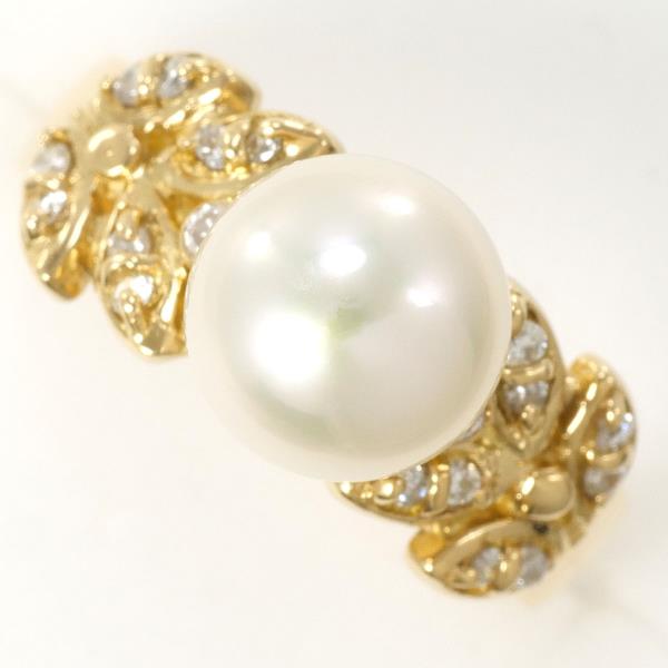 K18 Yellow Gold Pearl Ring with Diamond