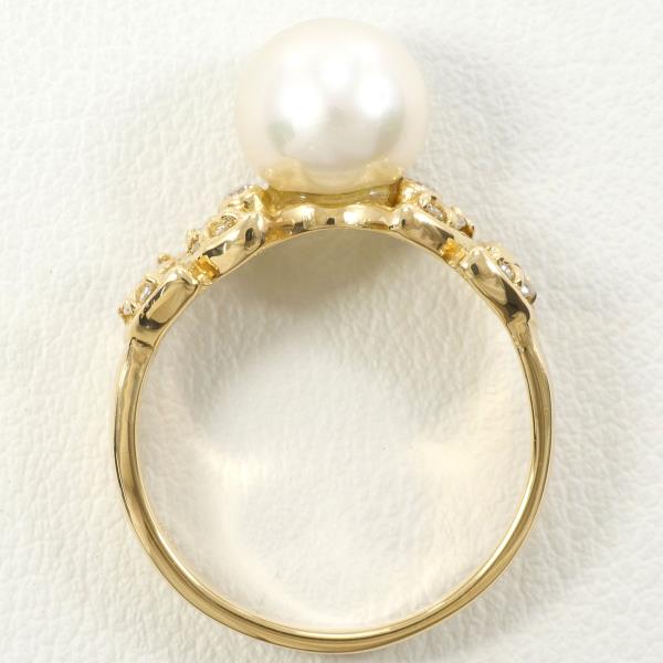 K18 Yellow Gold Ring with Pearl and Diamond