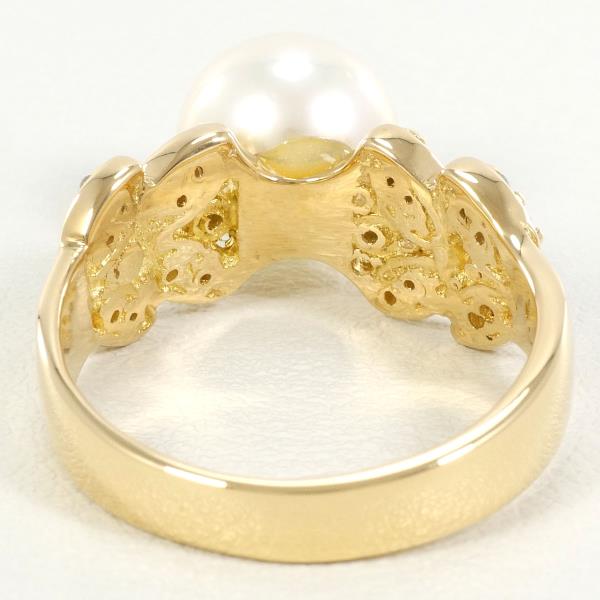 K18 Yellow Gold Ring with Pearl and Diamond