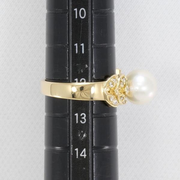 K18 Yellow Gold Ring with Pearl and Diamond