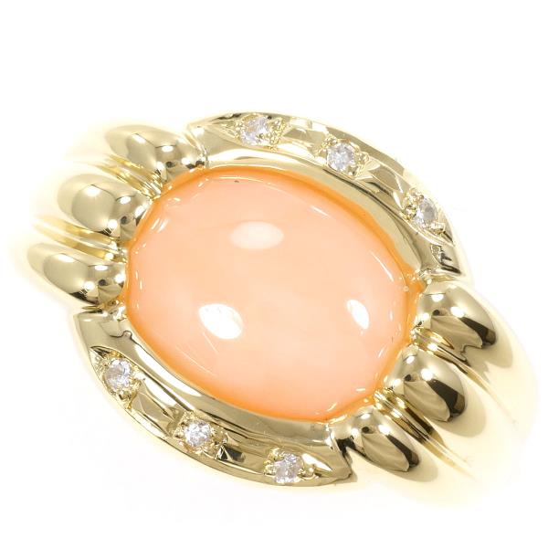 K18 Yellow Gold Coral Ring 13.5