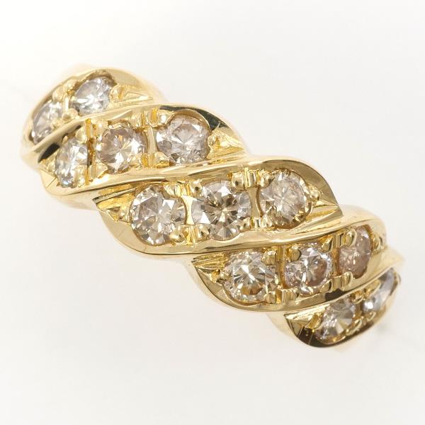 K18 Yellow Gold Ring with Brown Diamond in Excellent Condition