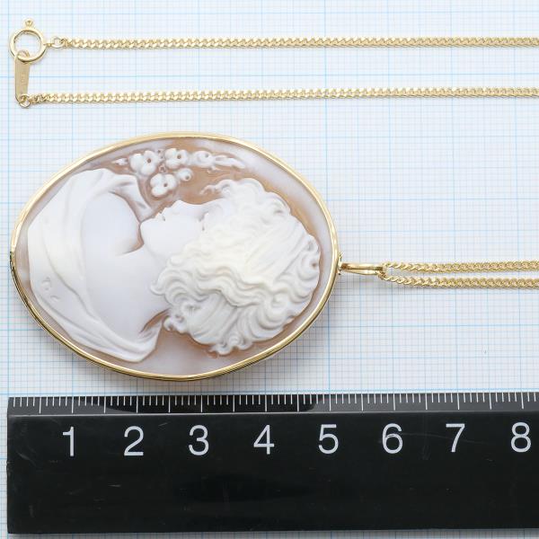 K18 Yellow Gold Necklace Brooch Shell Cameo