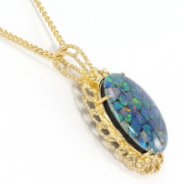 K18 Yellow Gold Necklace Ammolite