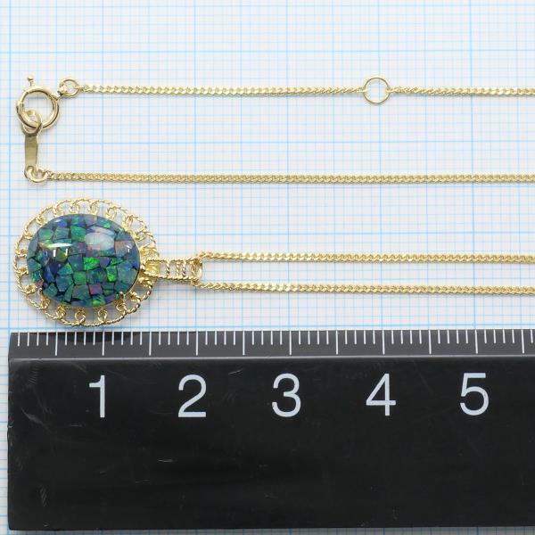 K18 Yellow Gold Necklace Ammolite 2.7g 40cm in Excellent Condition