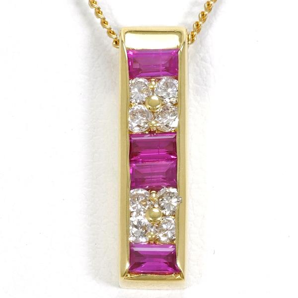 K18 Yellow Gold Necklace with Ruby 0.50ct and Diamond 0.27ct in Excellent Condition