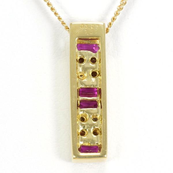 K18 Yellow Gold Necklace with Ruby 0.50ct and Diamond 0.27ct in Excellent Condition