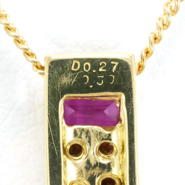 K18 Yellow Gold Necklace with Ruby 0.50ct and Diamond 0.27ct in Excellent Condition