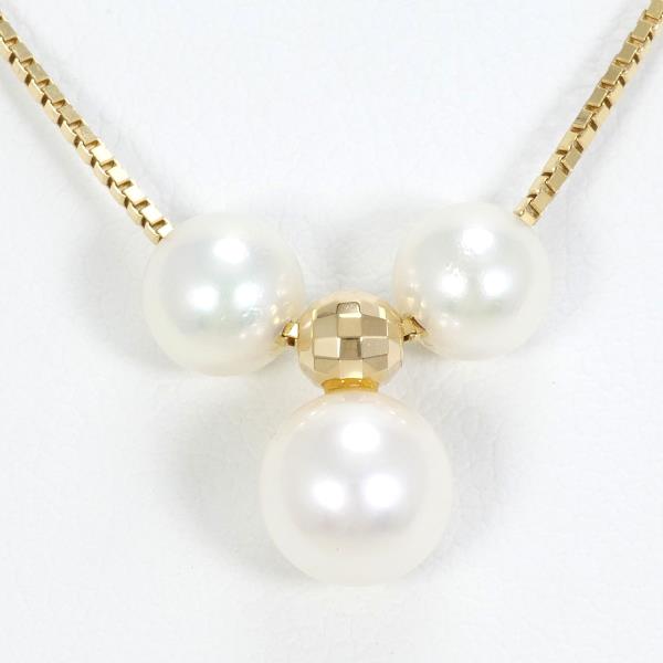 K18 Yellow Gold Pearl Necklace in Pristine Condition